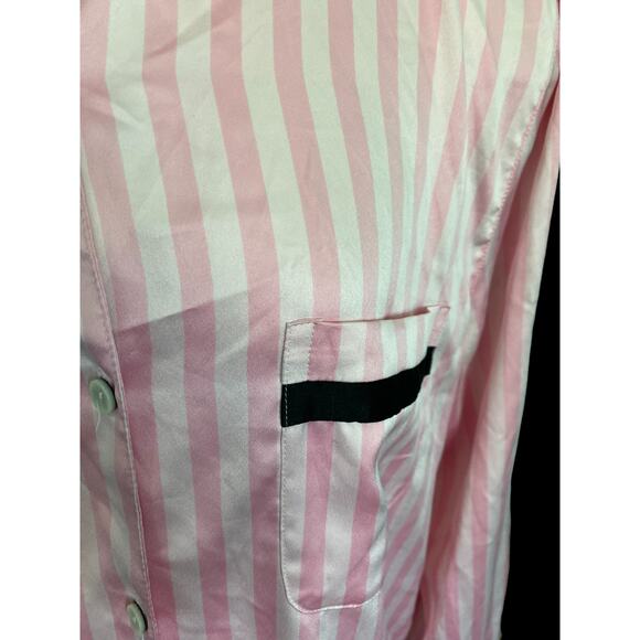 NWOT Victoria’s Secret pink striped satin sleep top Medium - Picture 2 of 5